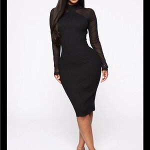 Fashion Nova Black Bodycon Long Sleeve Dress
